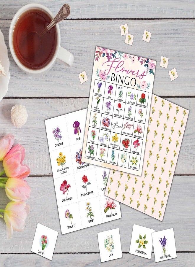 KFNER Flowers Bingo Game - Blush Pink Floral Bingo Card - 24 Players Bingo Game Set Indoor Outdoor Activities - Tea Party, Bridal Shower, Birthday Party Favors Supplies -A02 - Image 3